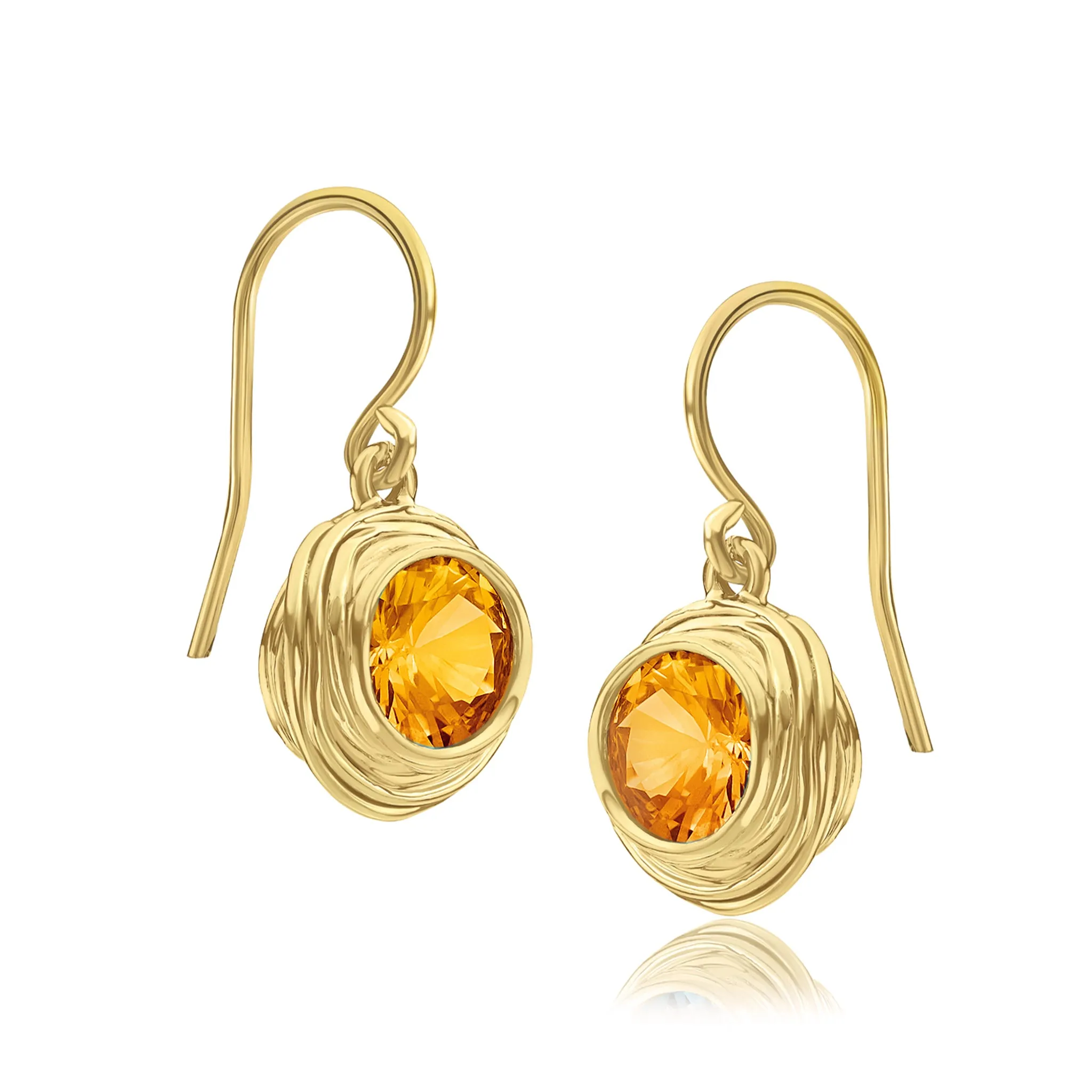 14K Gold Over Sterling Silver Citrine CZ Earrings