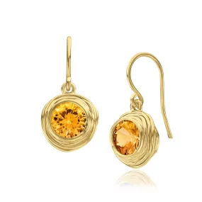 14K Gold Over Sterling Silver Citrine CZ Earrings