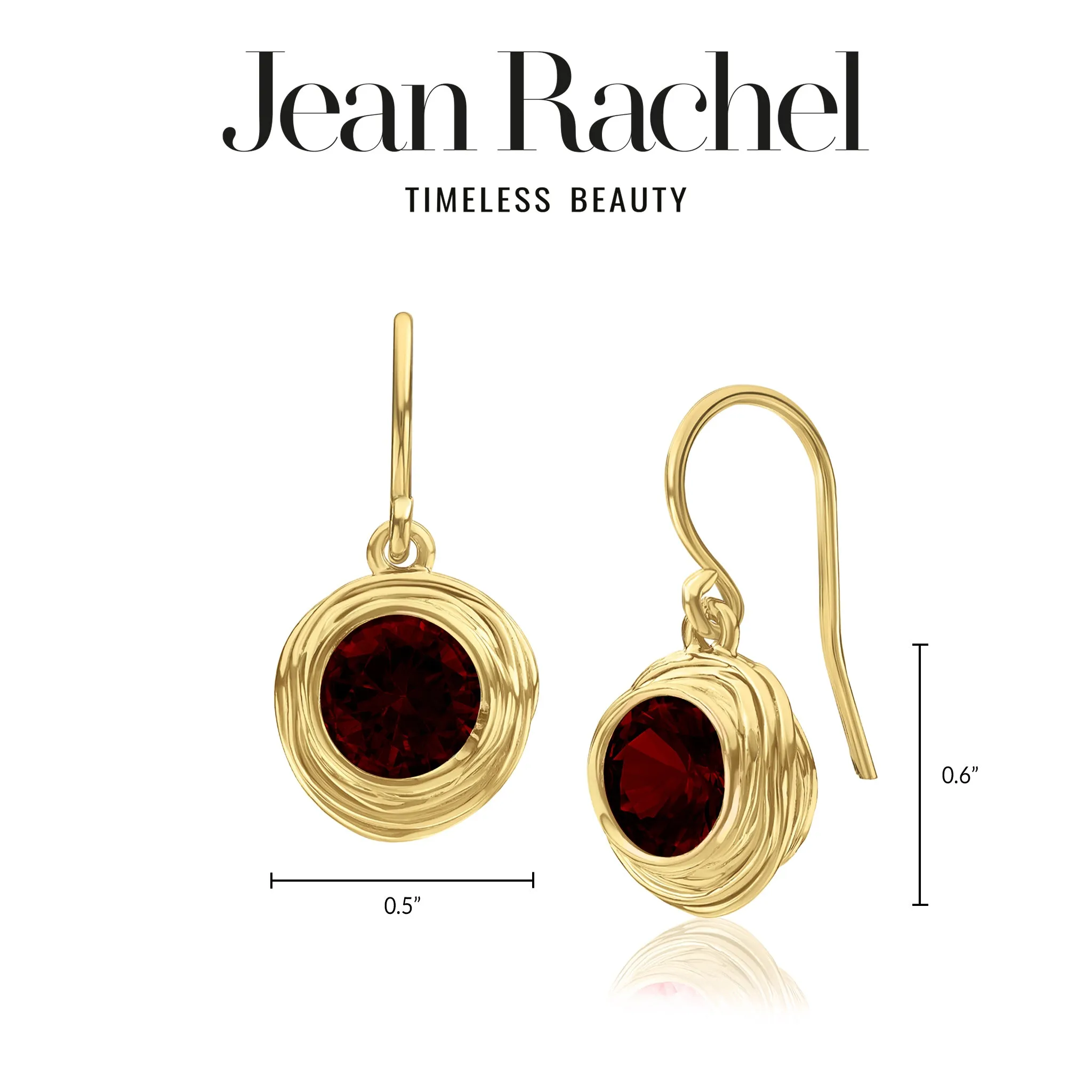 14K Gold Over Sterling Silver Garnet CZ Earrings