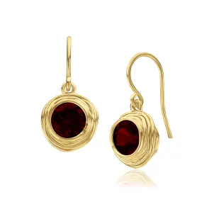 14K Gold Over Sterling Silver Garnet CZ Earrings
