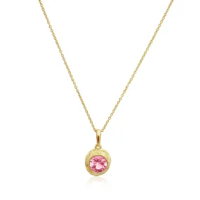 14K Gold Over Sterling Silver Pink CZ Necklace