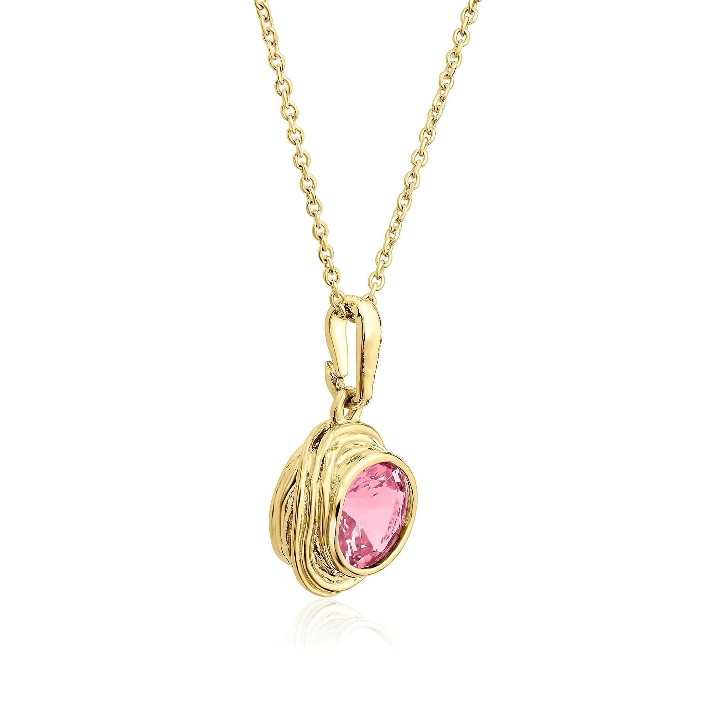 14K Gold Over Sterling Silver Pink CZ Necklace