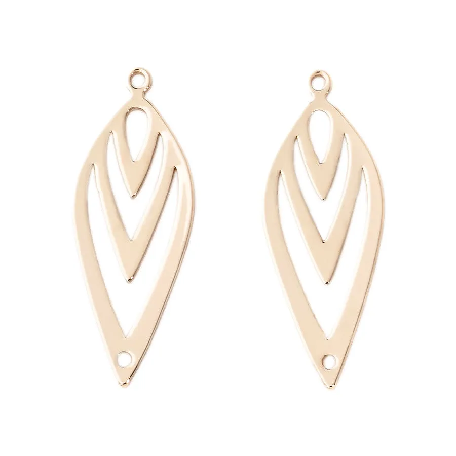 38x14mm Elongated Art Deco Connector from the Deco Collection - Gold Plated (1 Pair)