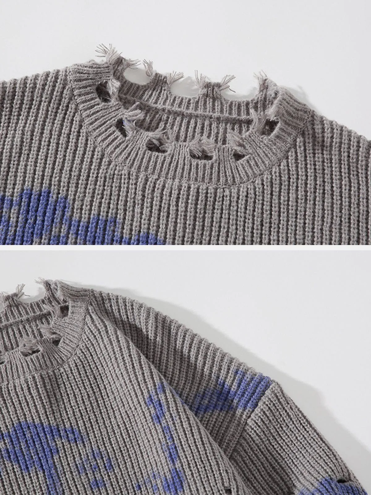 Aelfric Eden Tie-dye Ripped Hole Knit Sweater