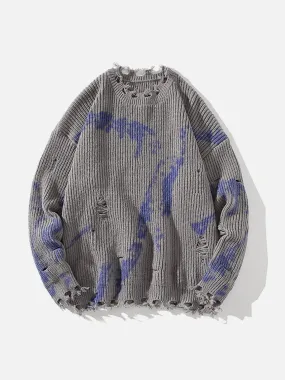 Aelfric Eden Tie-dye Ripped Hole Knit Sweater