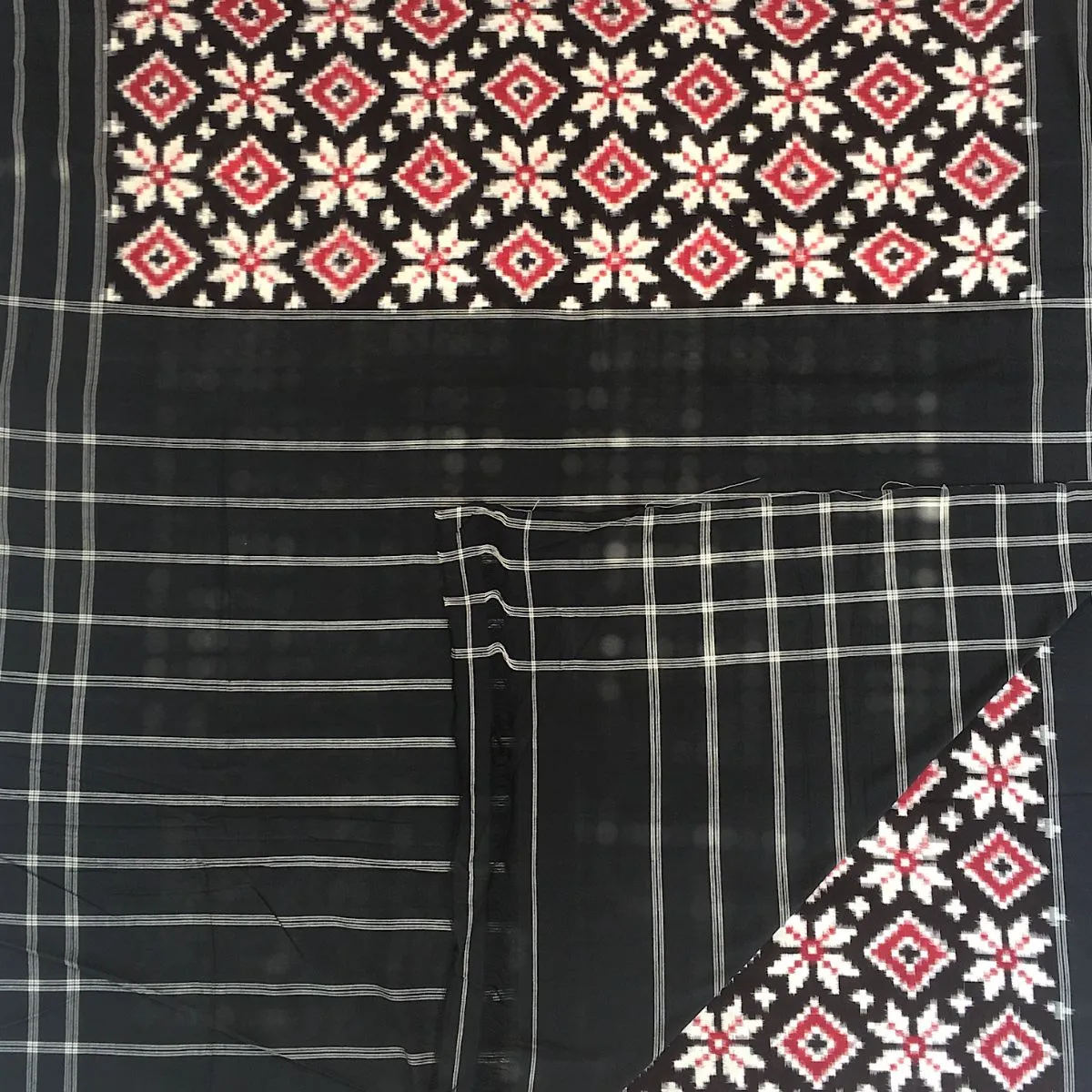 Black Pochampally Double Ikat Saree | Cotton | Rich Colour | Elegant & Graceful