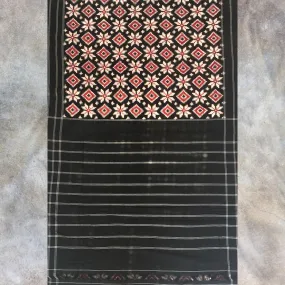 Black Pochampally Double Ikat Saree | Cotton | Rich Colour | Elegant & Graceful
