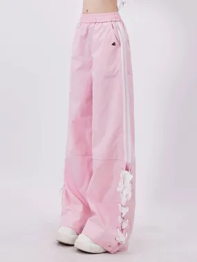 Casual Pants Wide Pink Sweet