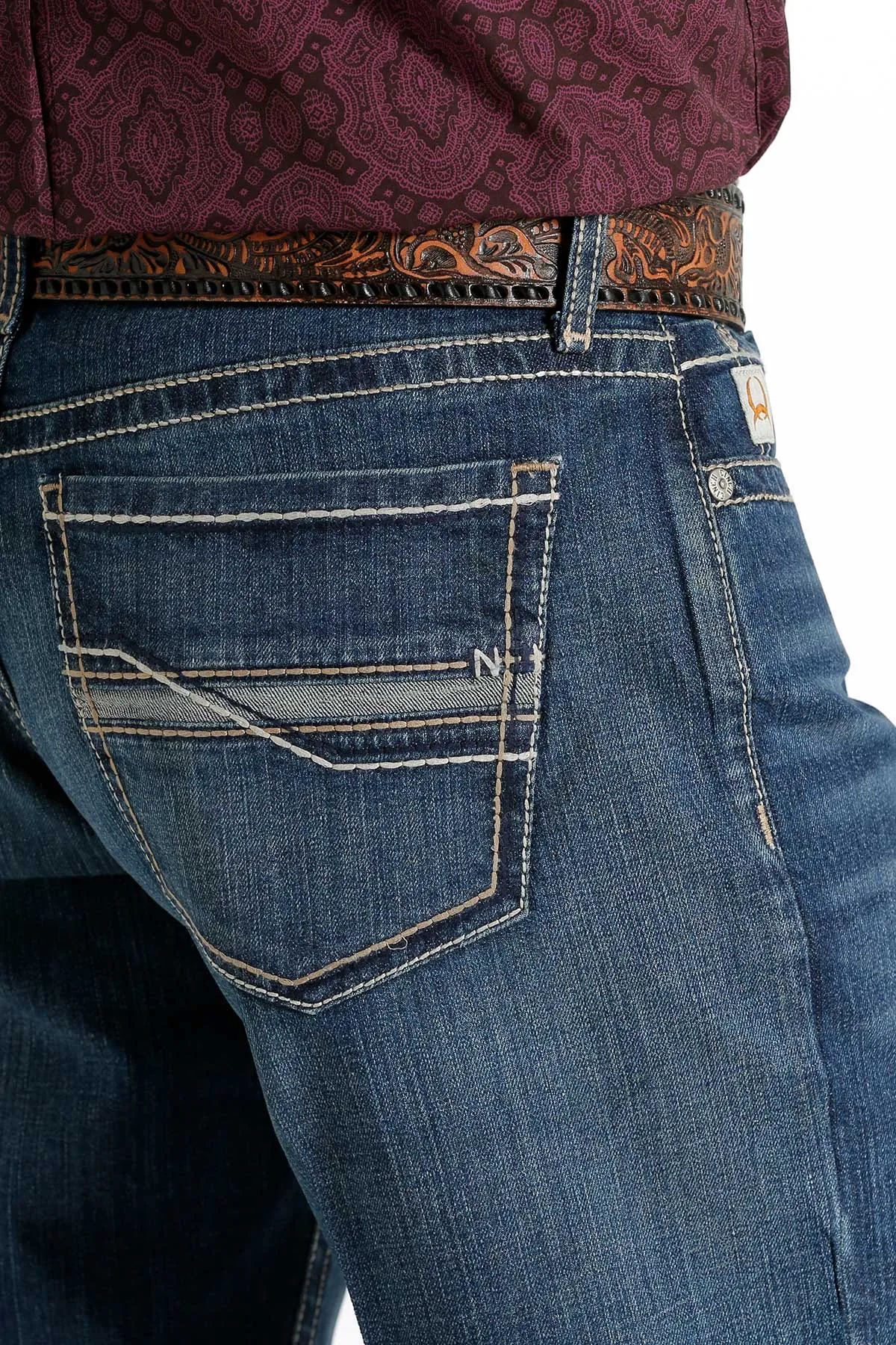 Cinch Men's Grant Relaxed Fit Bootcut Jean in Medium Stonewash
