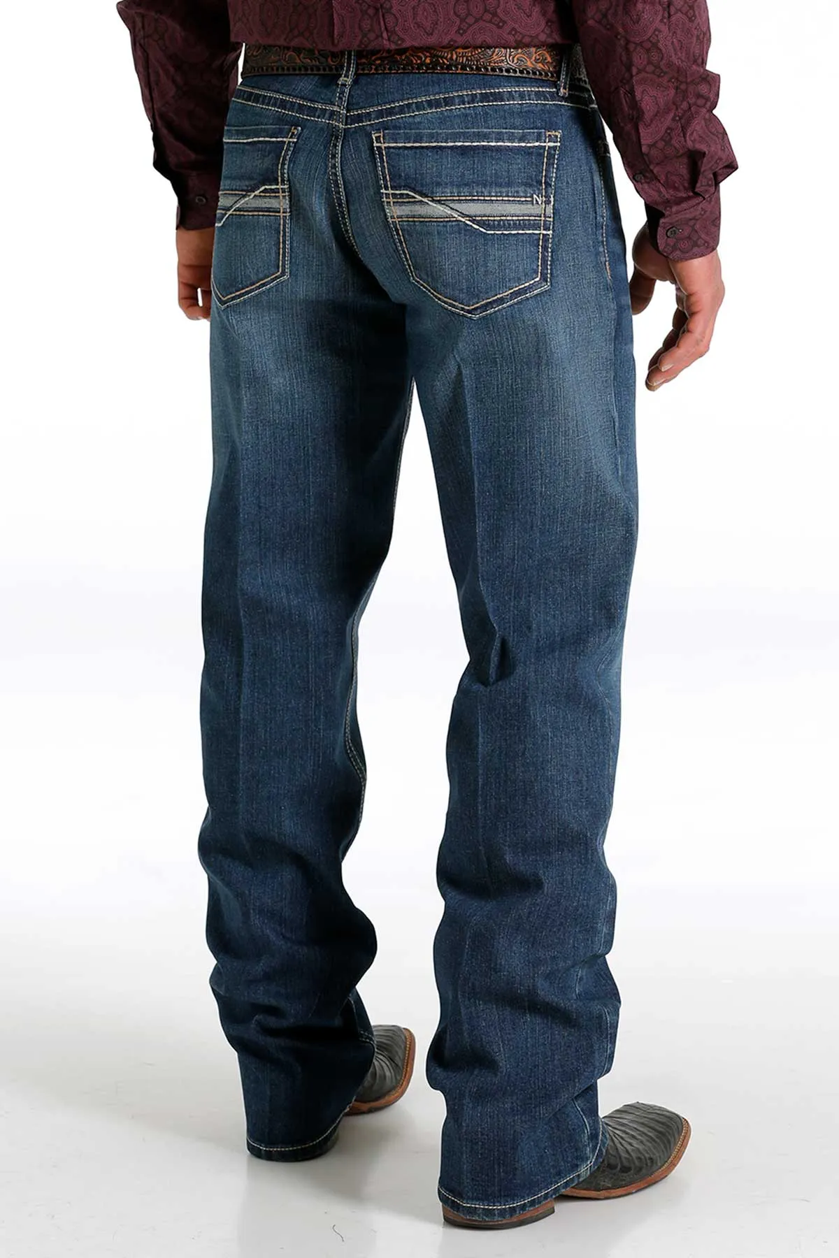 Cinch Men's Grant Relaxed Fit Bootcut Jean in Medium Stonewash