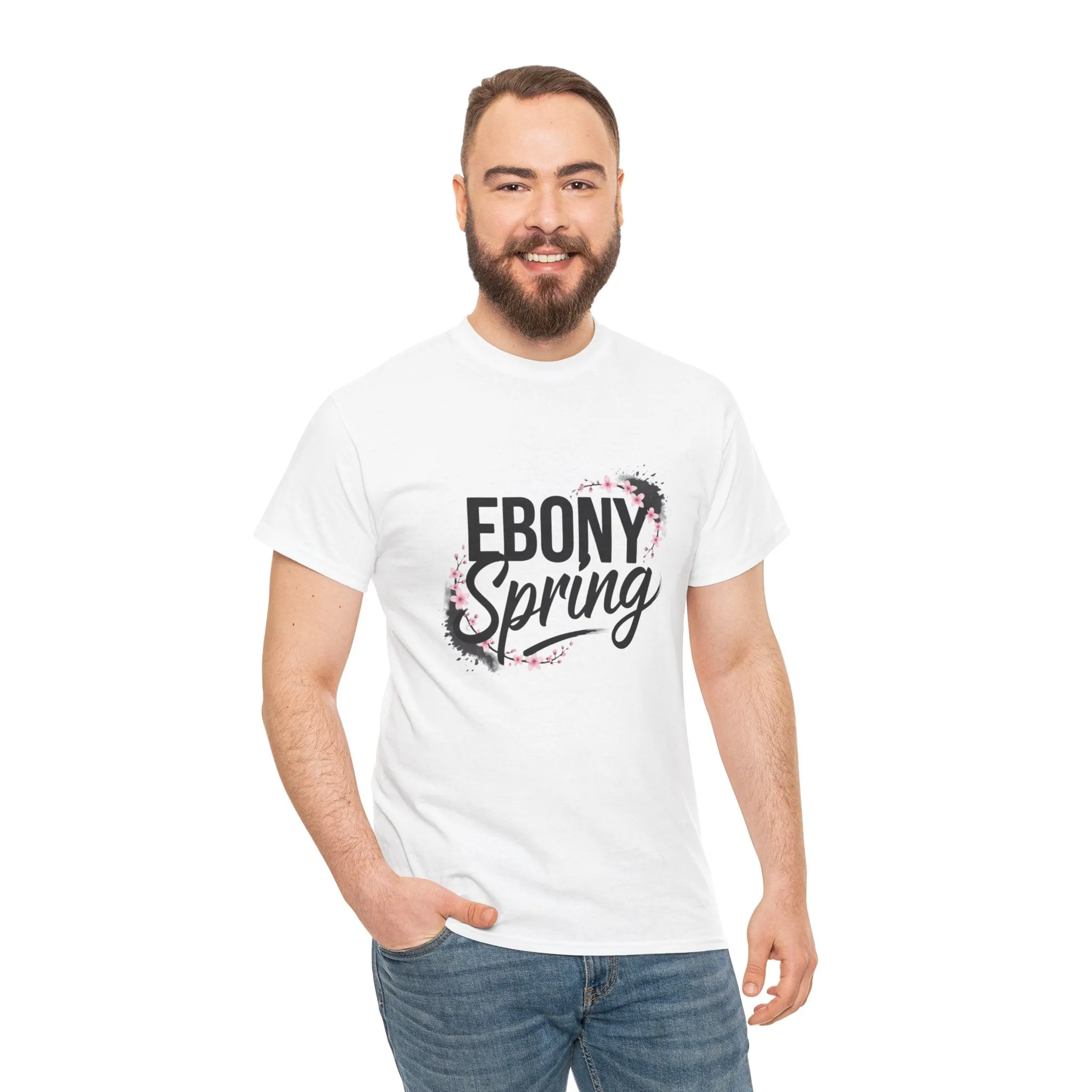 Ebony Spring Unisex Heavy Cotton Tee – Trendy Graphic T-Shirt for Men & Women, Casual Everyday Wear, Stylish Spring Fashion, Gift for Him & Her