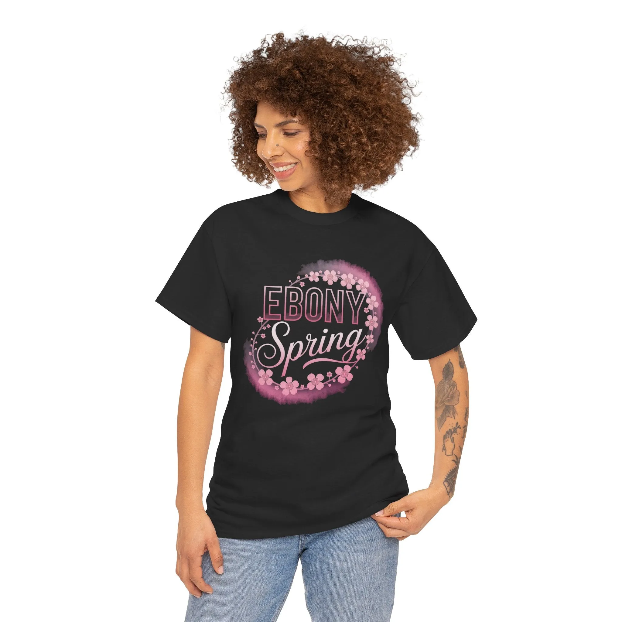 Ebony Spring Unisex Heavy Cotton Tee – Trendy Graphic T-Shirt for Men & Women, Casual Everyday Wear, Stylish Spring Fashion, Gift for Him & Her