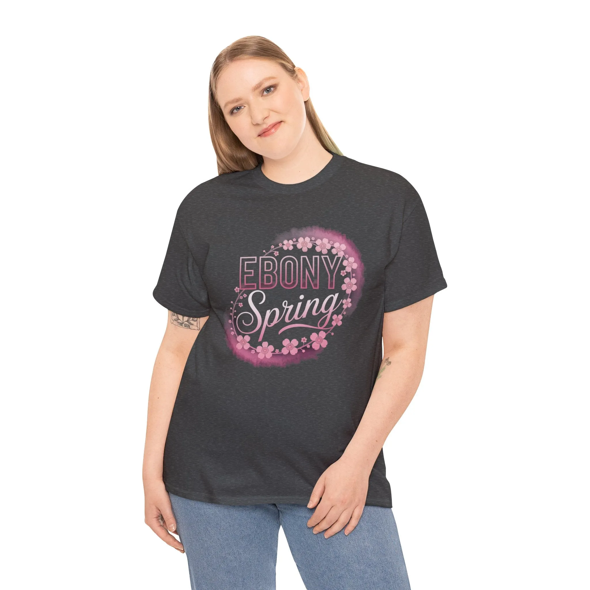 Ebony Spring Unisex Heavy Cotton Tee – Trendy Graphic T-Shirt for Men & Women, Casual Everyday Wear, Stylish Spring Fashion, Gift for Him & Her