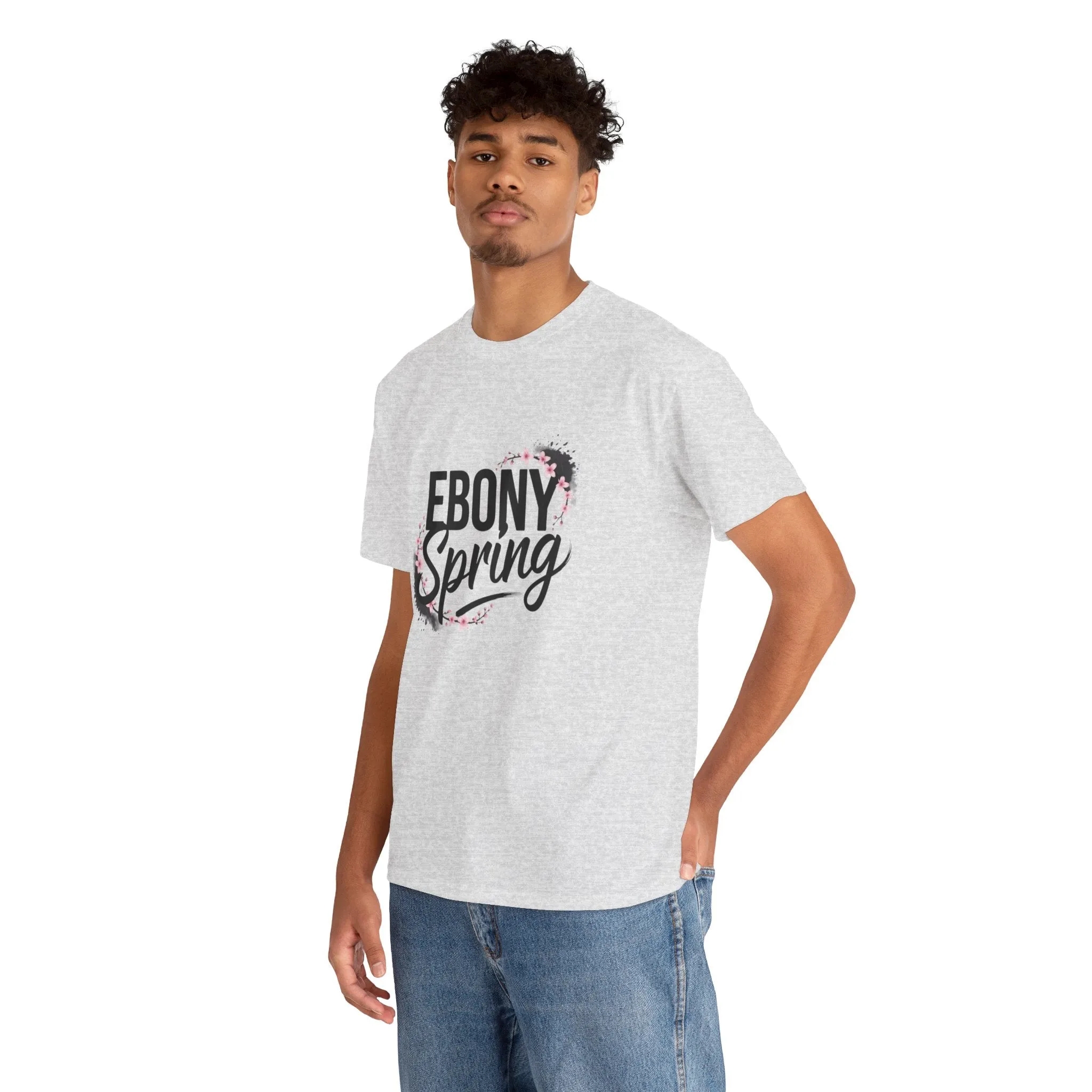 Ebony Spring Unisex Heavy Cotton Tee – Trendy Graphic T-Shirt for Men & Women, Casual Everyday Wear, Stylish Spring Fashion, Gift for Him & Her