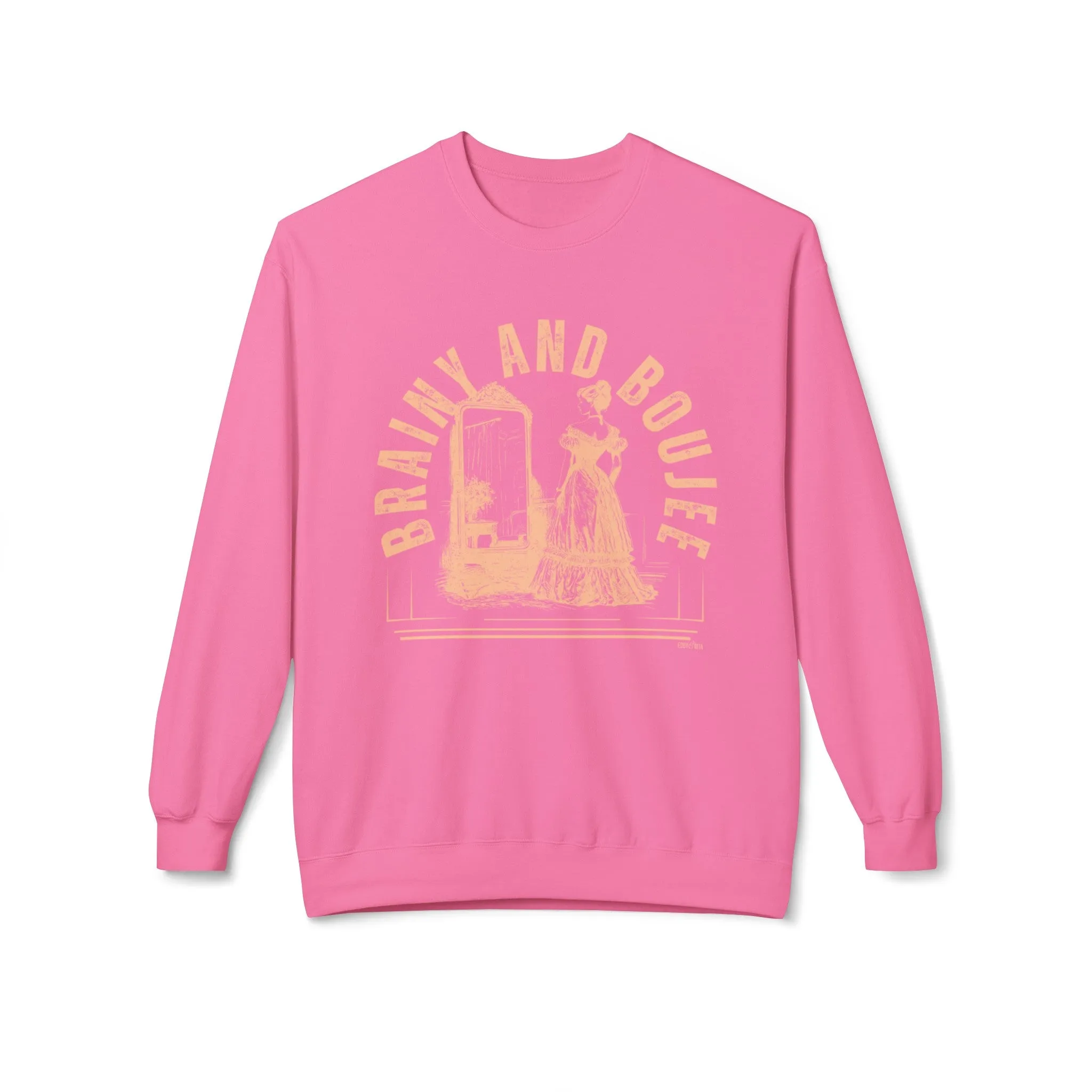 Eddy and Rita Women's Midweight Crewneck Sweatshirt - "Brainy and Boujee" Stylish Graphic Pullover