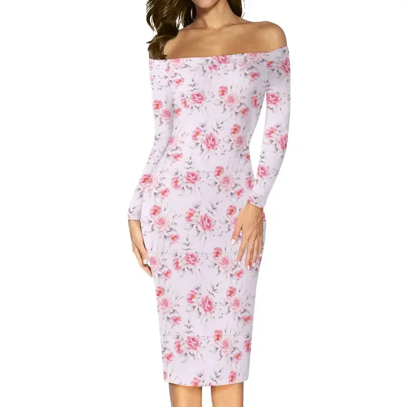 Garden Fairy Vibes in a Fitted Womens Pink Floral Dress