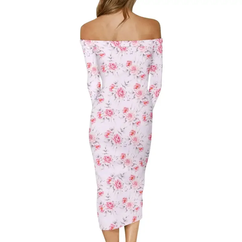 Garden Fairy Vibes in a Fitted Womens Pink Floral Dress