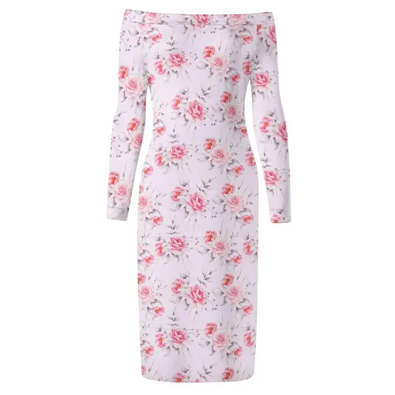 Garden Fairy Vibes in a Fitted Womens Pink Floral Dress