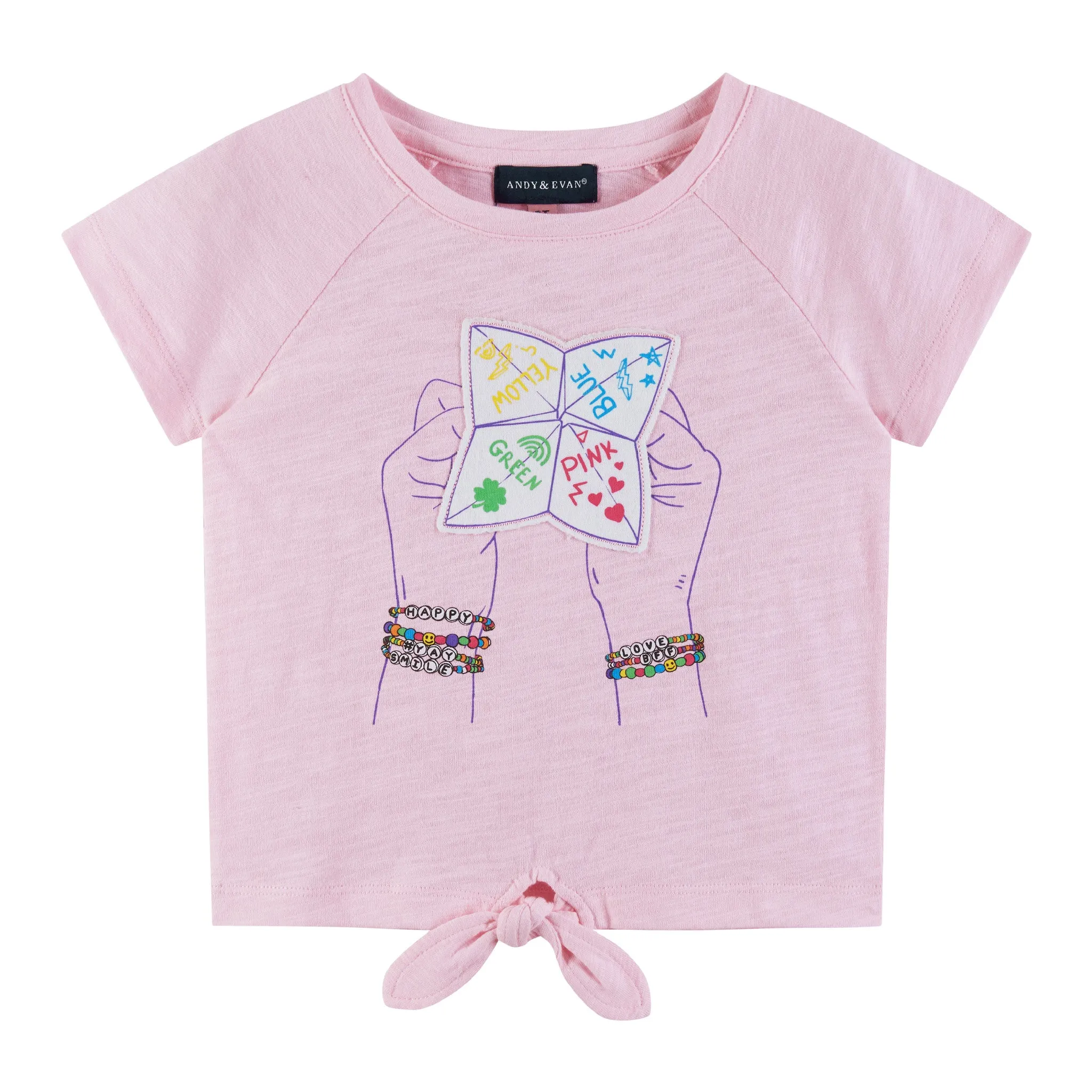 Kids (2-6x) Pink Raglan Sleeve Knot Detail Tee | Fortune Teller Graphic