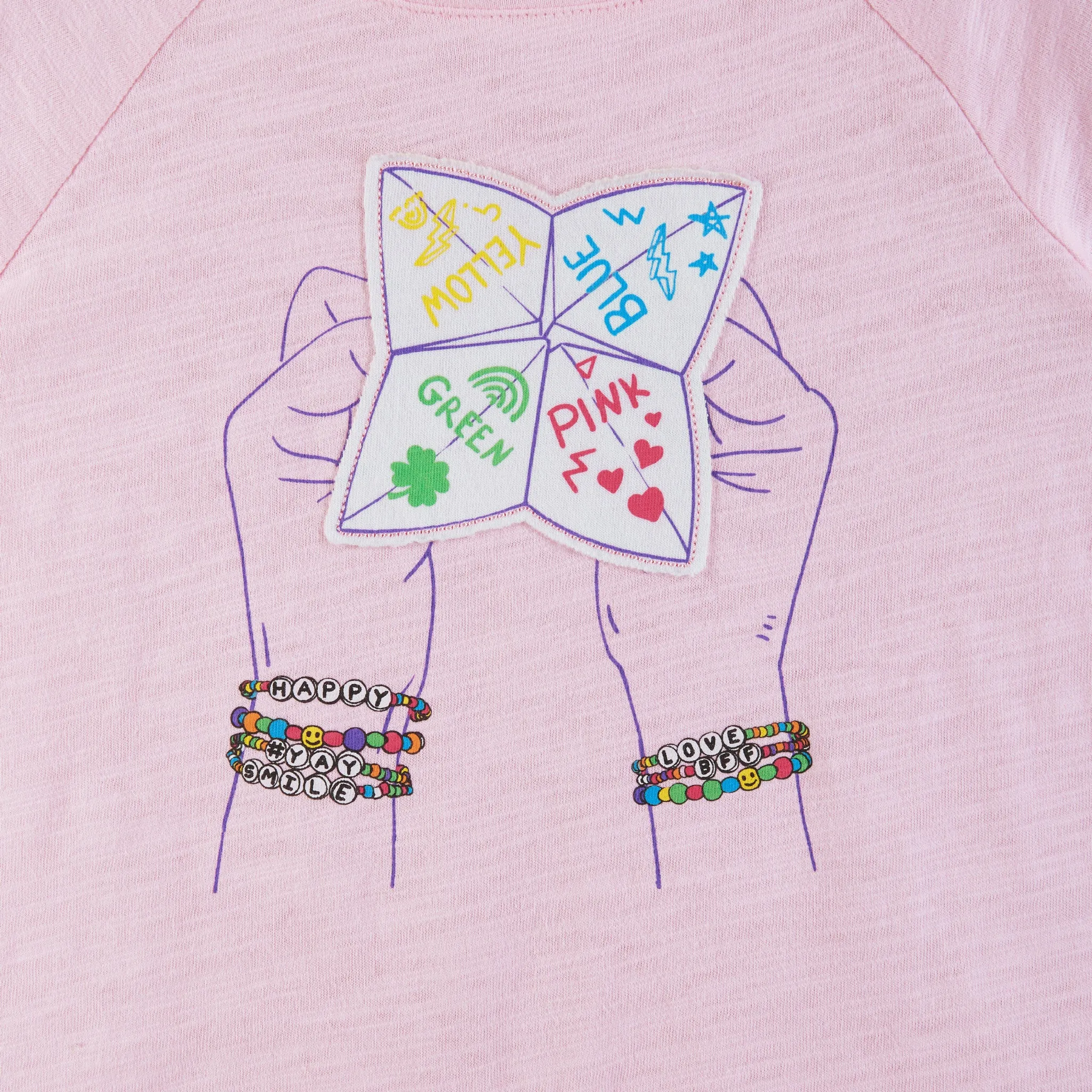 Kids (2-6x) Pink Raglan Sleeve Knot Detail Tee | Fortune Teller Graphic