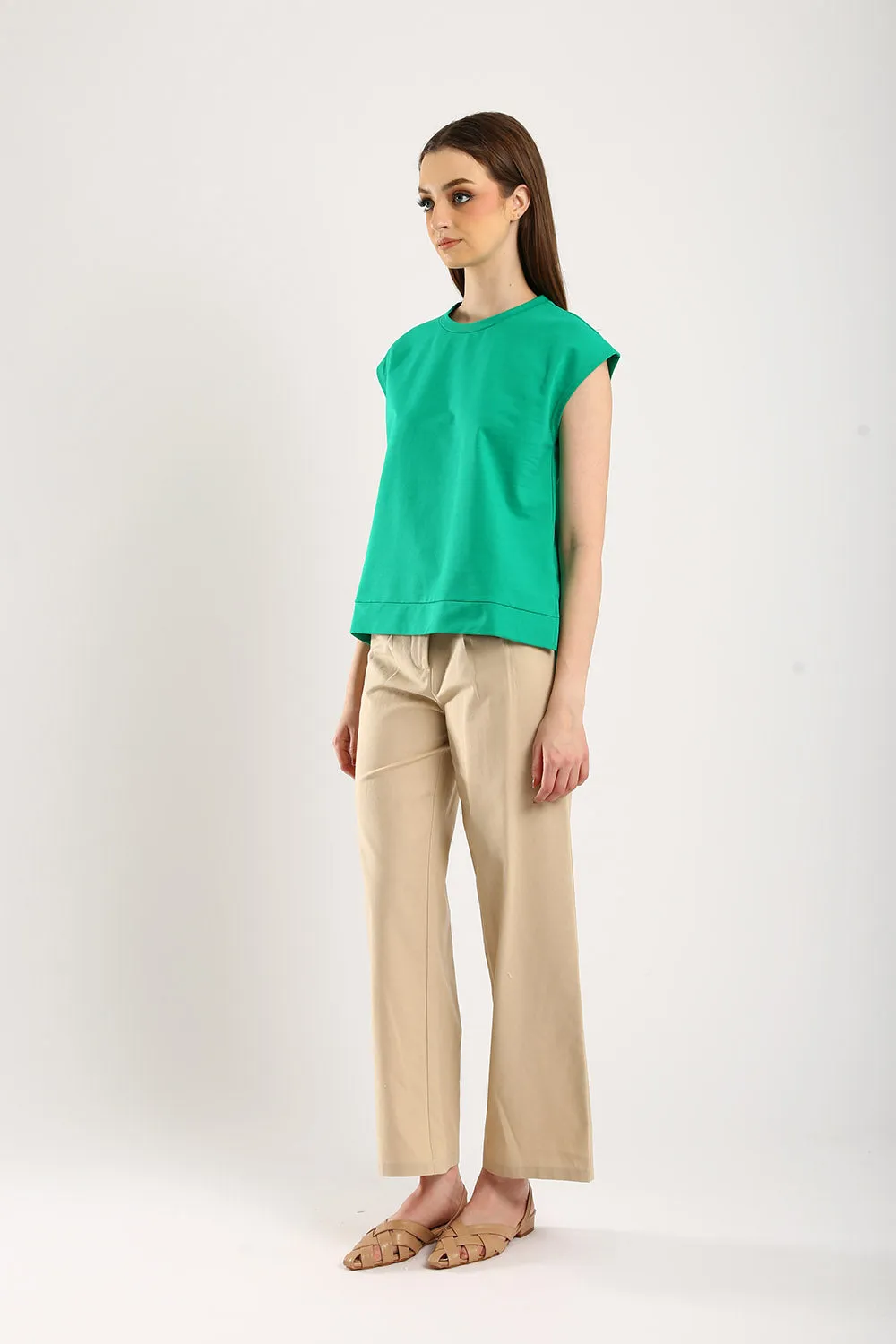 Lisa Classic Linen Wide Leg Pants in Beige