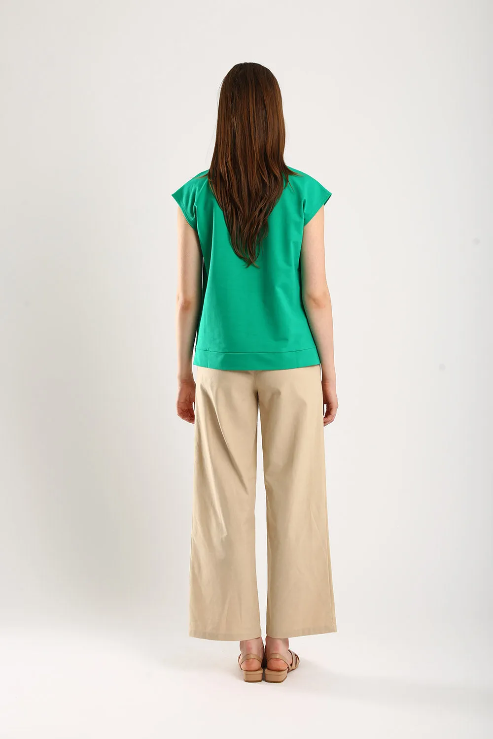 Lisa Classic Linen Wide Leg Pants in Beige