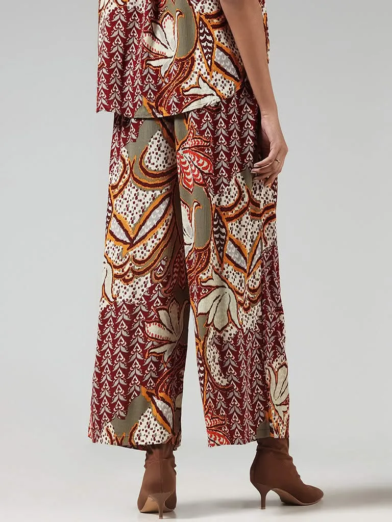 LOV Multicolour Printed Mid-Rise Palazzos