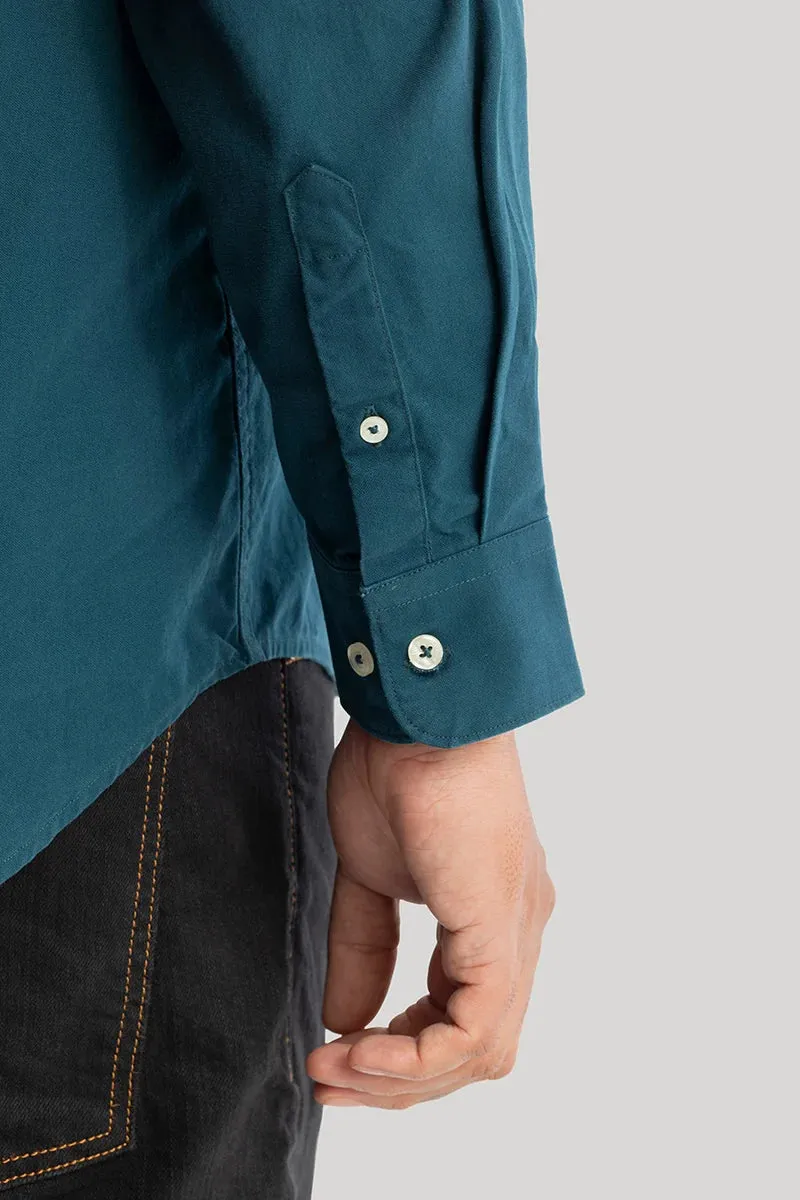 Lucia Teal Plain Plus Size Shirts