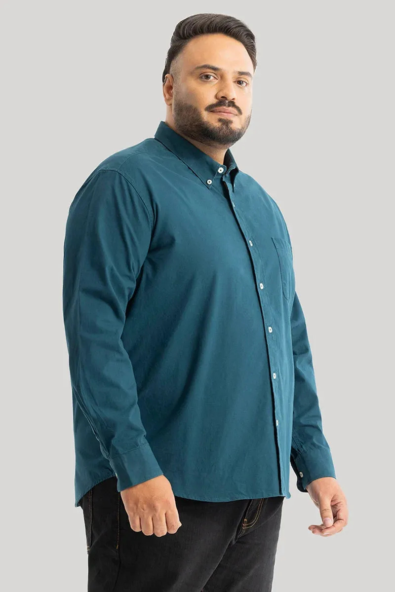 Lucia Teal Plain Plus Size Shirts