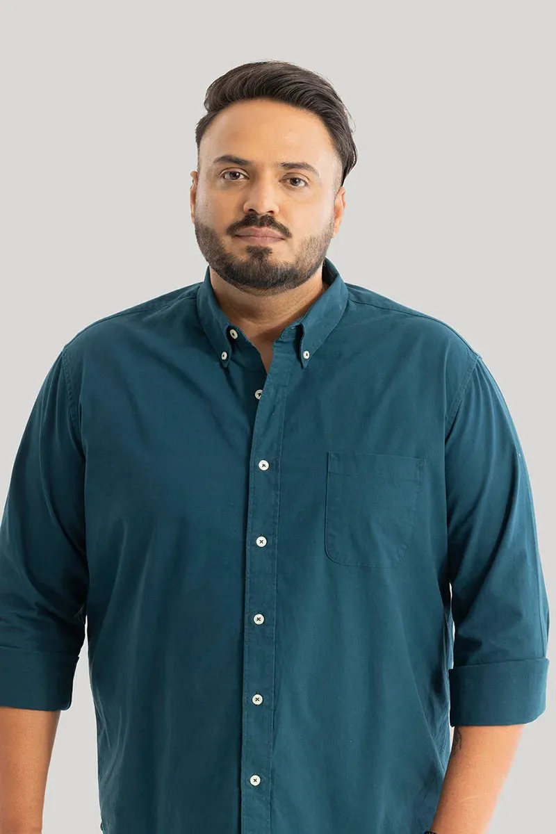 Lucia Teal Plain Plus Size Shirts