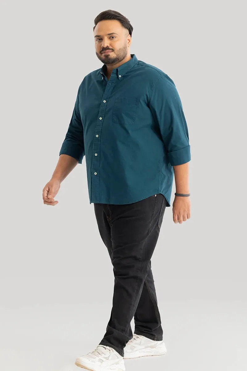 Lucia Teal Plain Plus Size Shirts