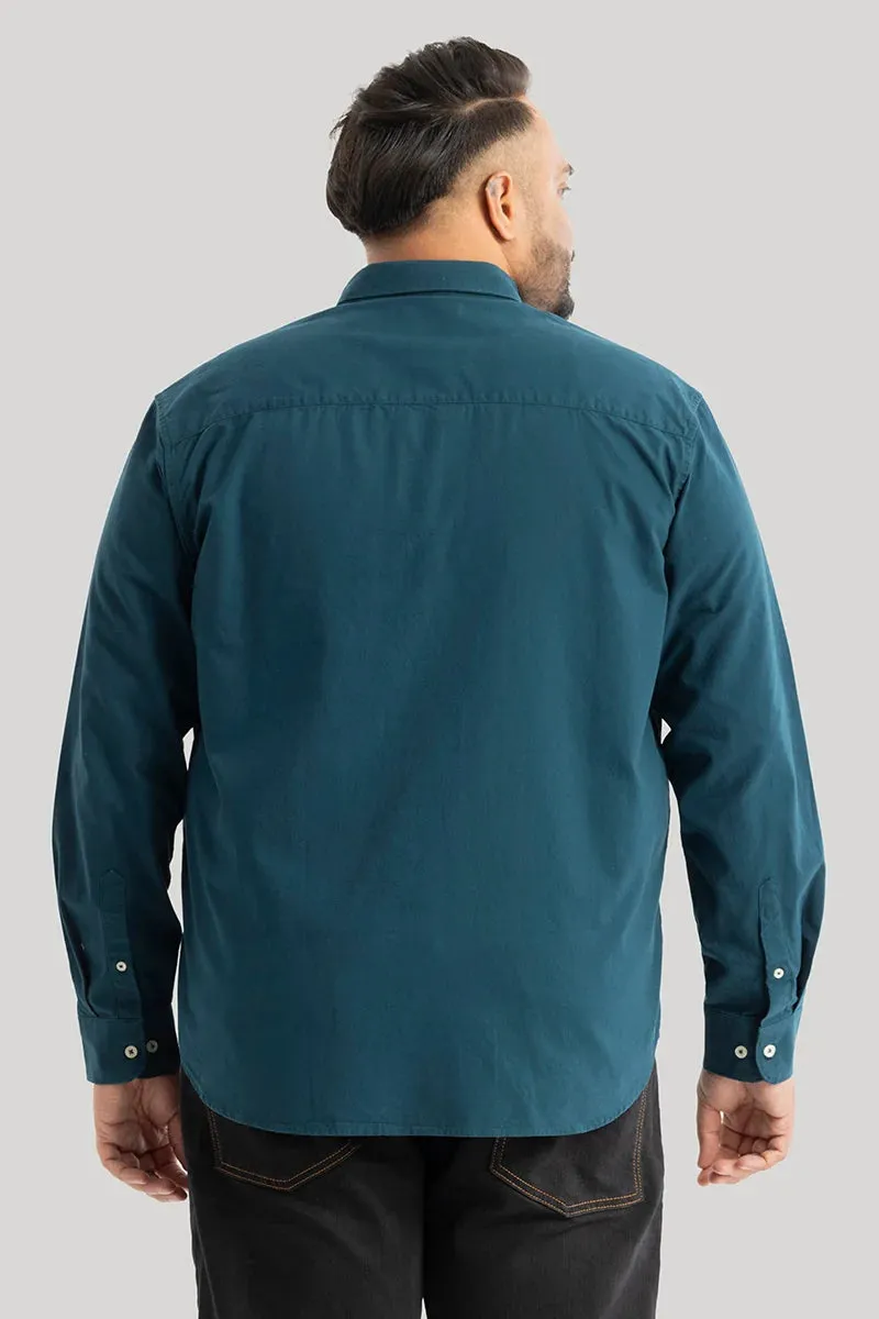 Lucia Teal Plain Plus Size Shirts