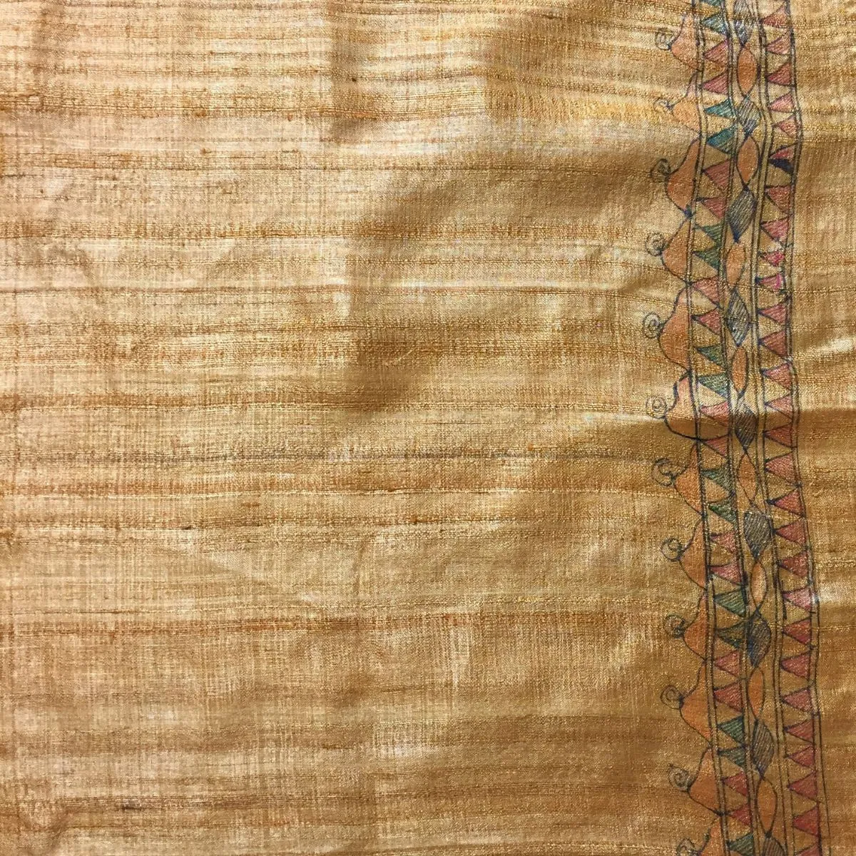 Madhubani Painted Mustard Yellow Saree | Tussar Ghicha Silk | Elegant | Artistic