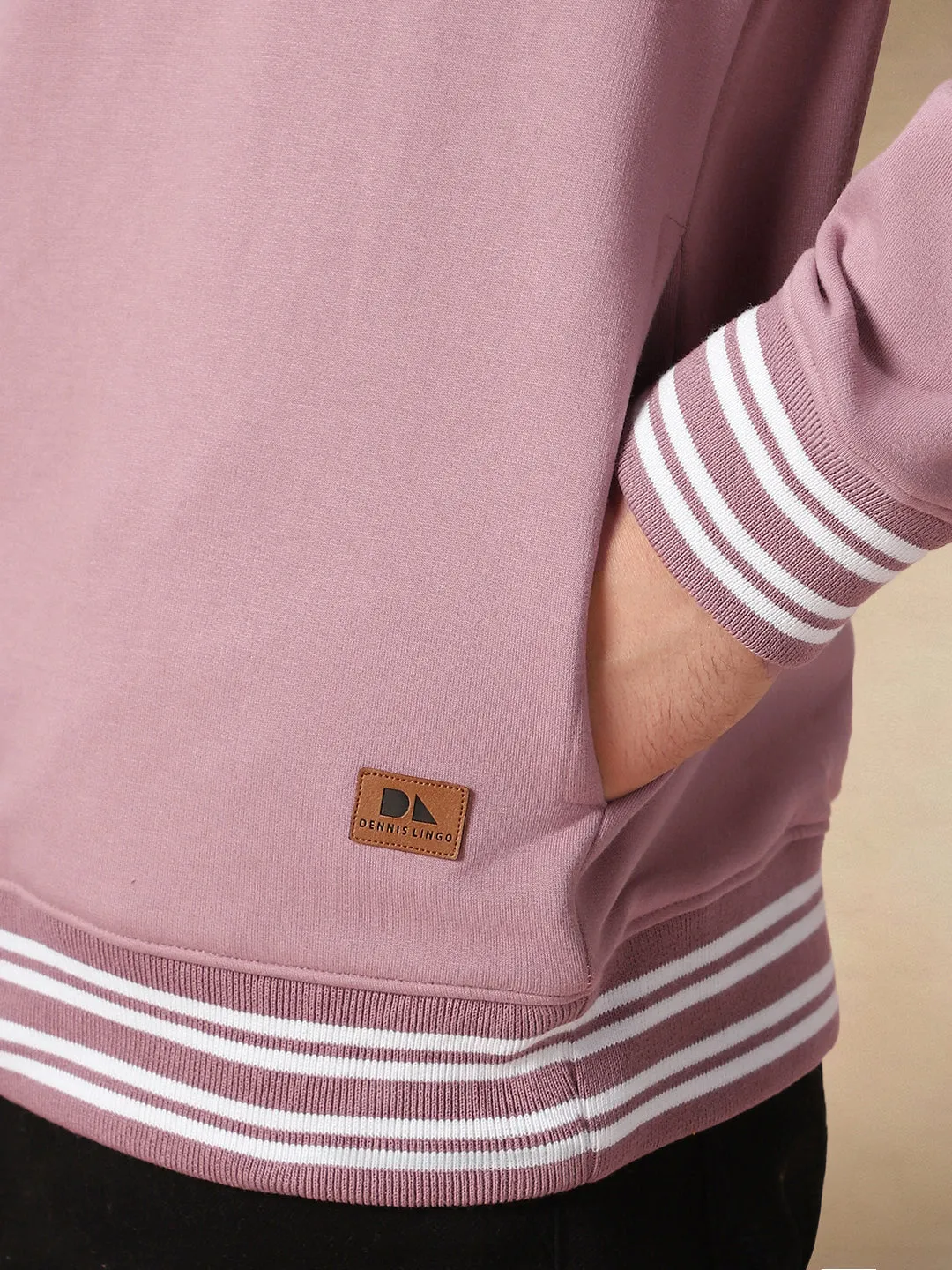 Men's Dusty Pink Crew Neck Full Sleeves Sweatshirt
