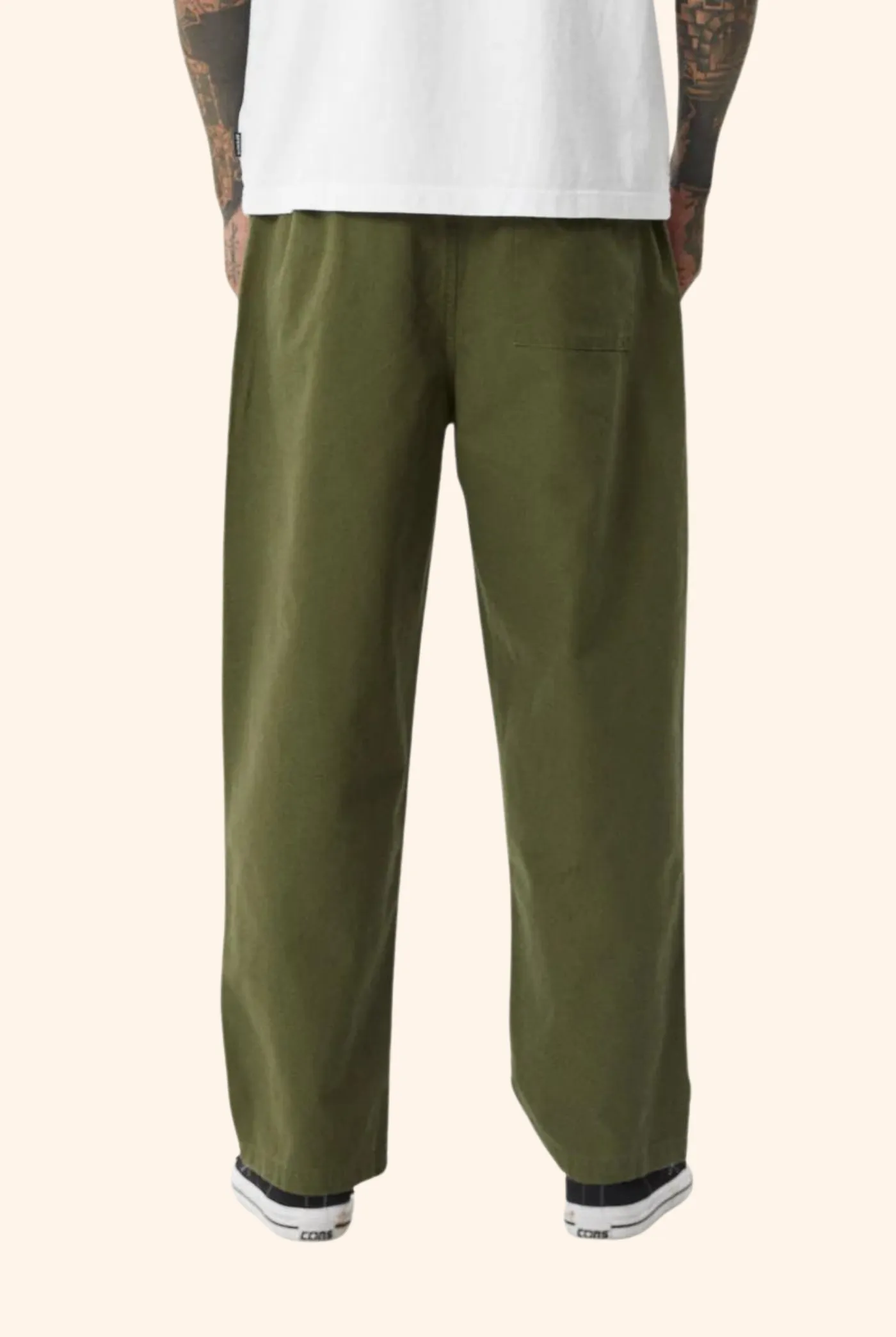 Ninety Eights Baggy Elastic Waist Pants Military