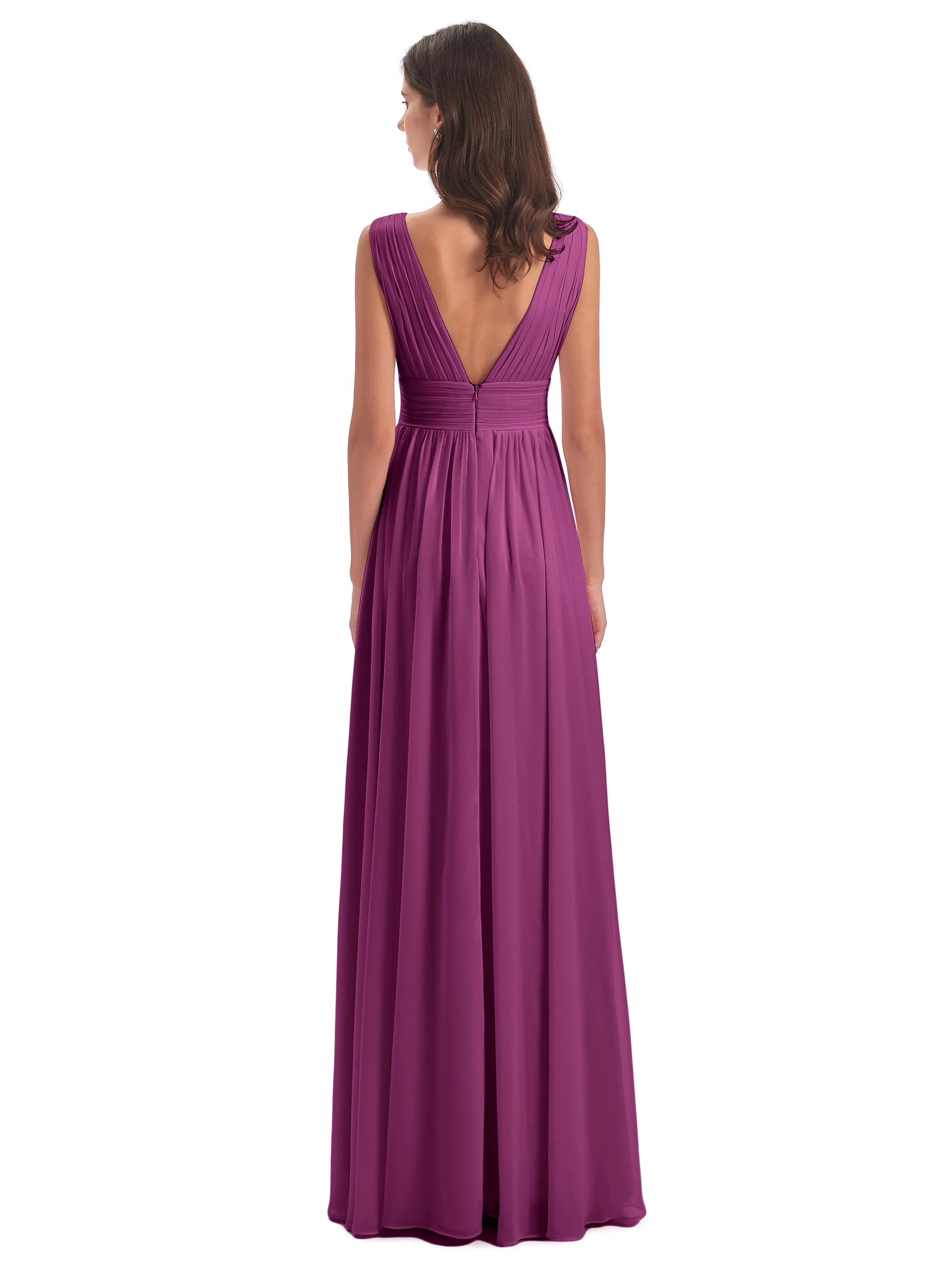 Orchid Bridesmaid Dress Charming Chiffon V Neck Split Long Bridesmaid Dresses