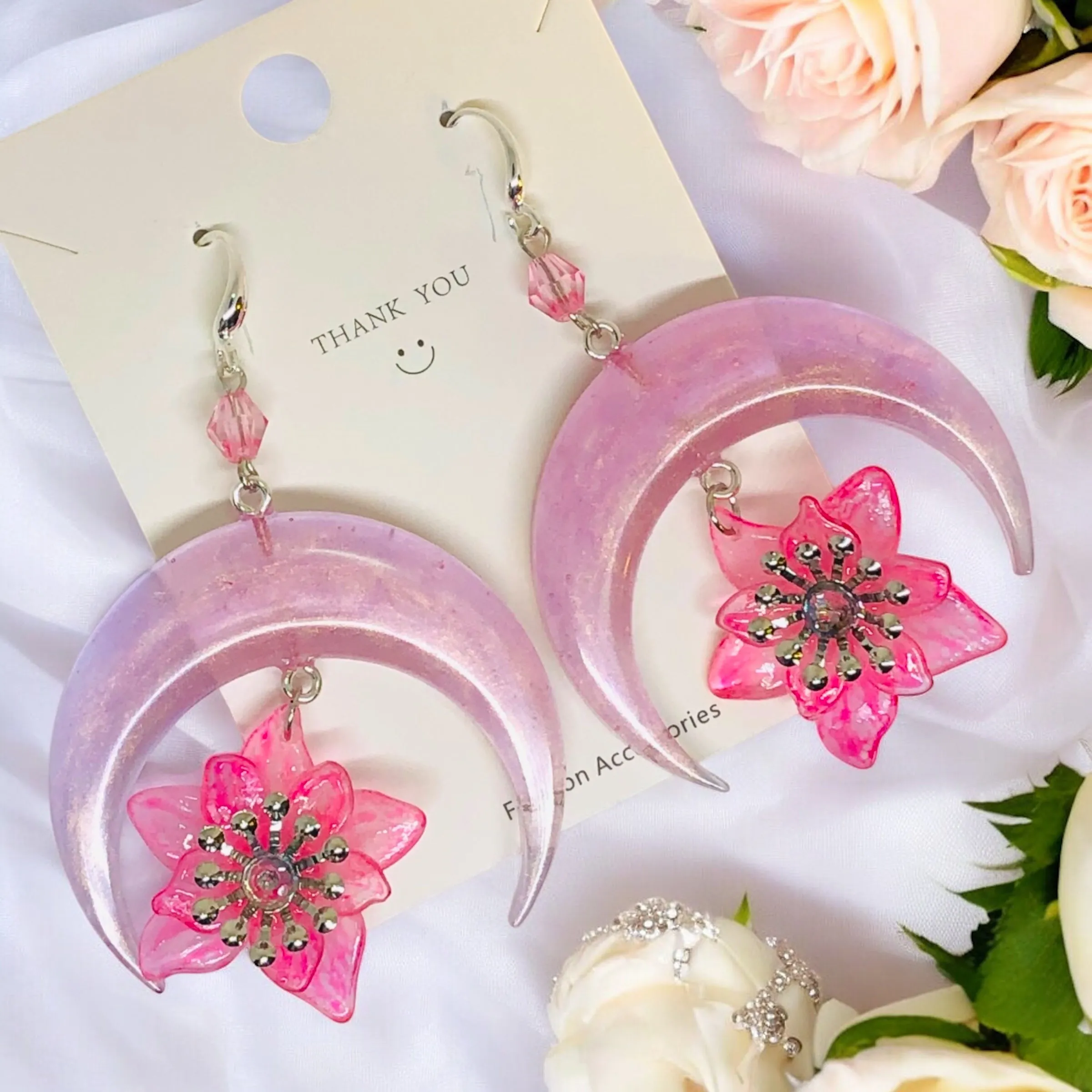 Pink Bohemian Bloom Lunar Bloom Earrings