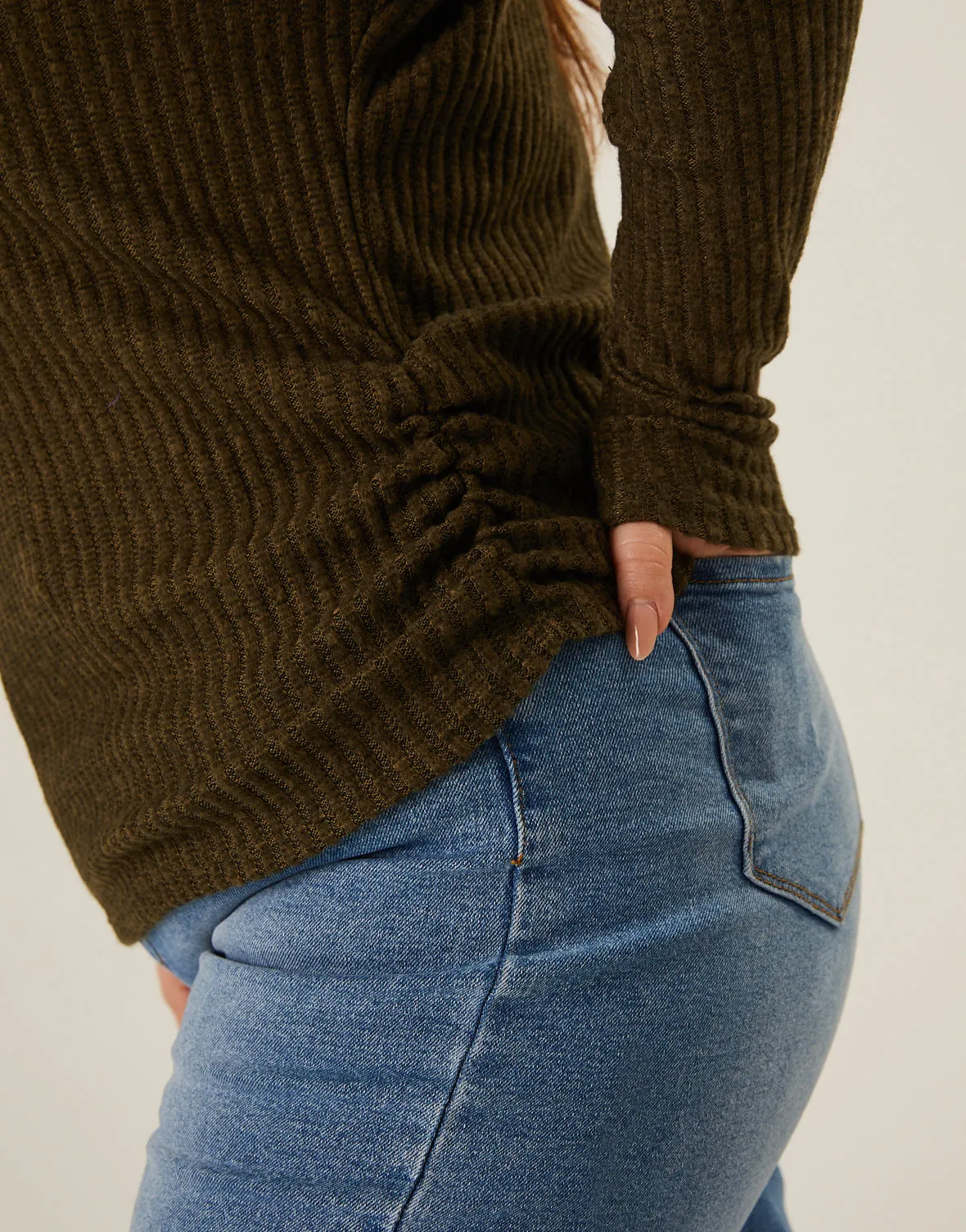Plus Size Soft Ribbed Long Sleeve Tee