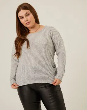 Plus Size Soft Ribbed Long Sleeve Tee