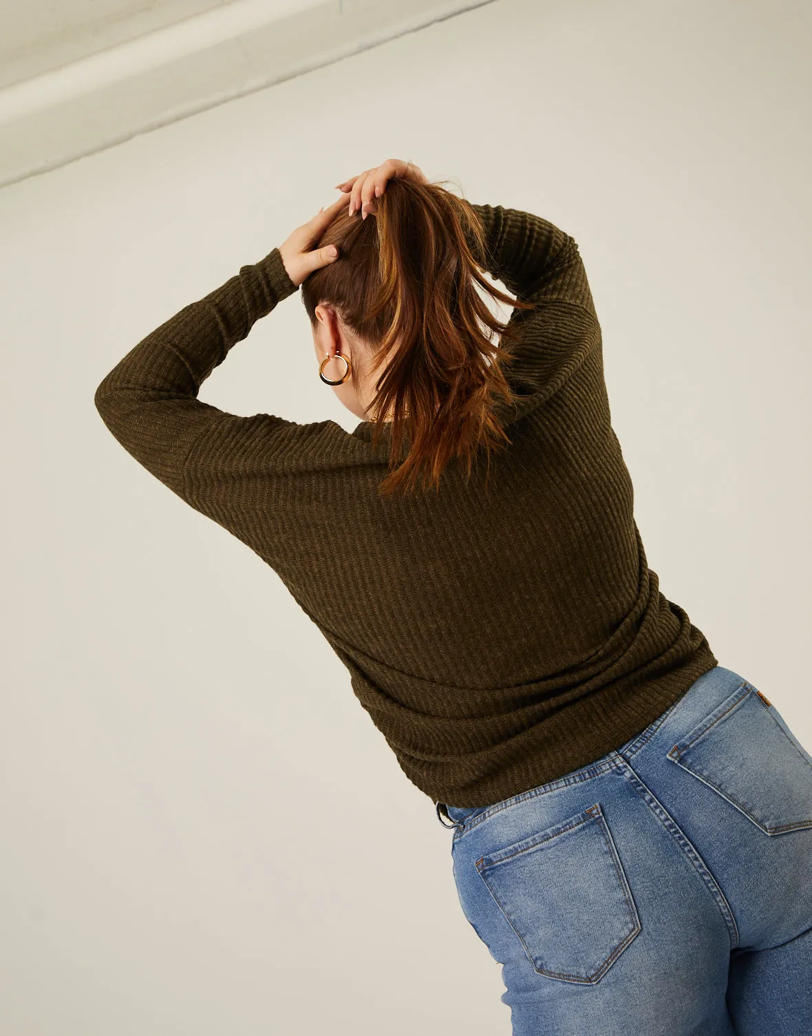 Plus Size Soft Ribbed Long Sleeve Tee
