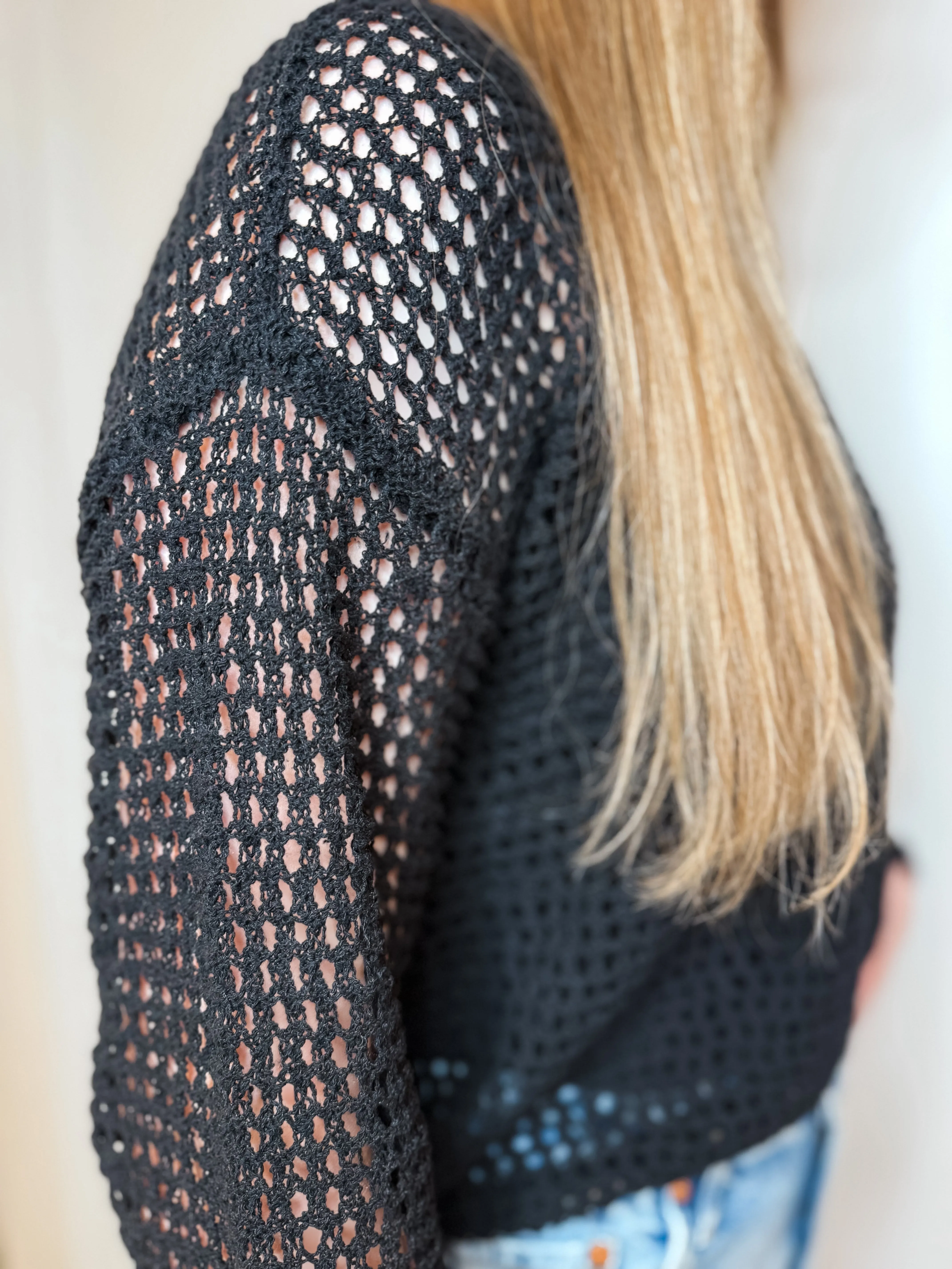 Siena Open Knit Sweater - Black