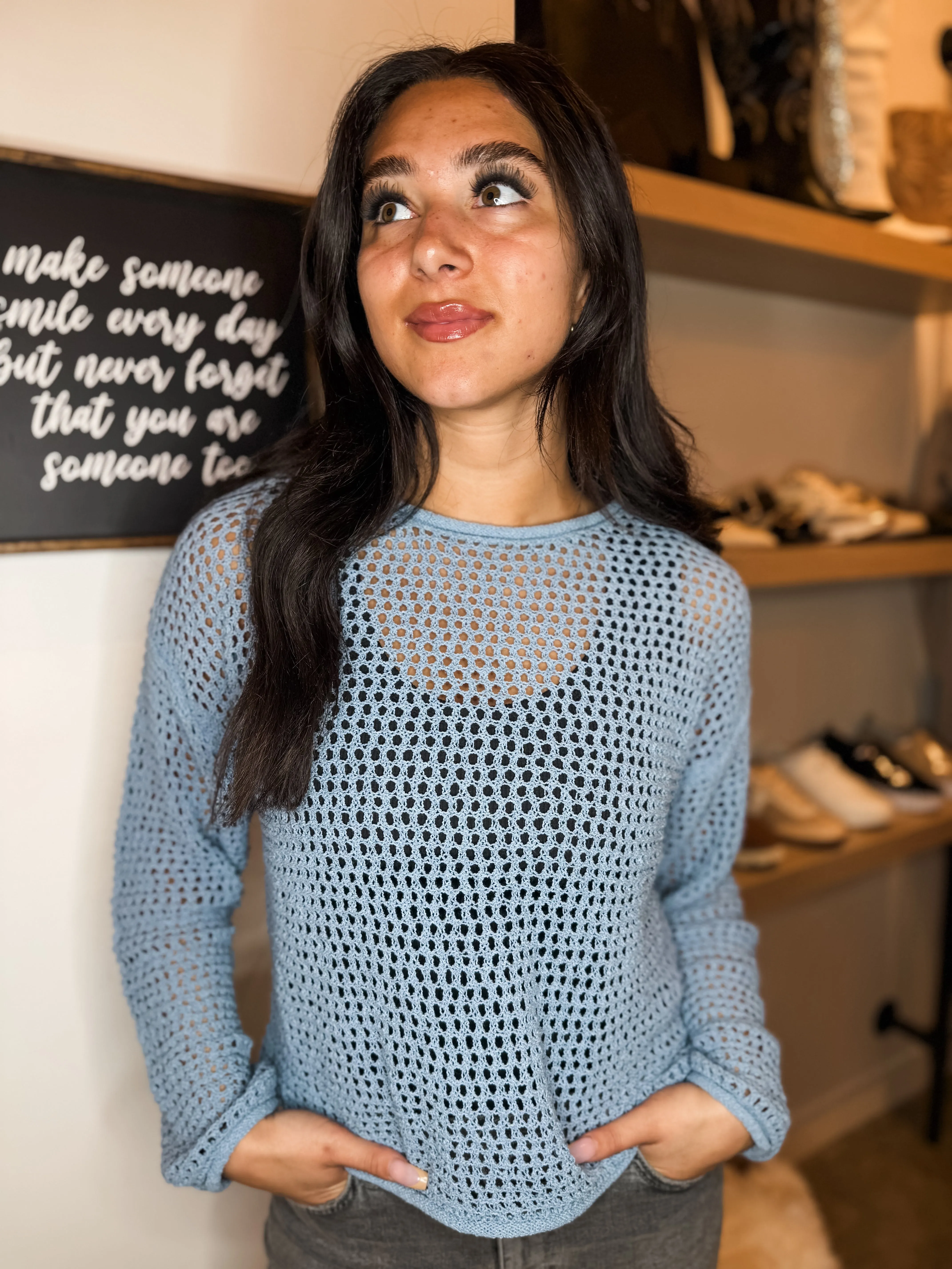 Siena Open Knit Sweater - Blue