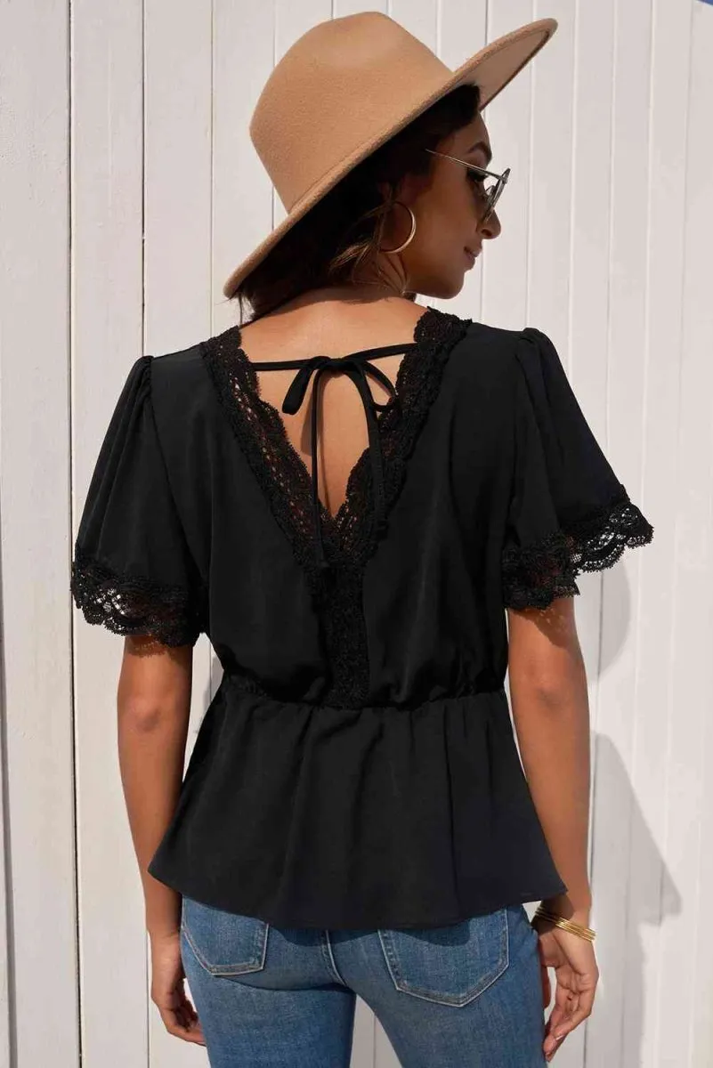 Summer Charms Short Sleeve Peplum Blouse