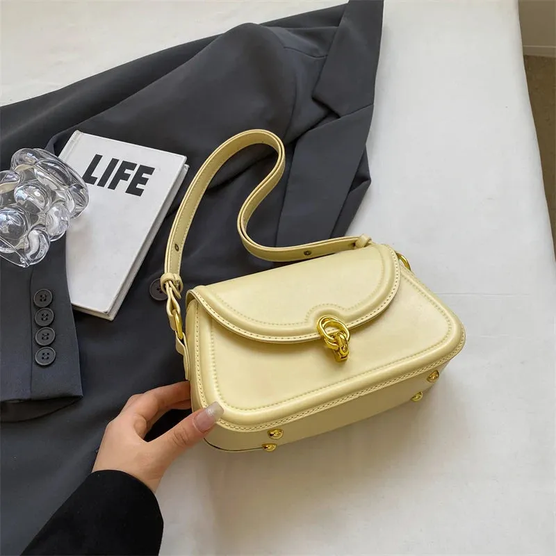 UAKISS  -  Crossbody Bags for Women 2024 Spring Fashion Y2K Small PU Leather Saddle Bag Female Simple Pink Handbags and Purses