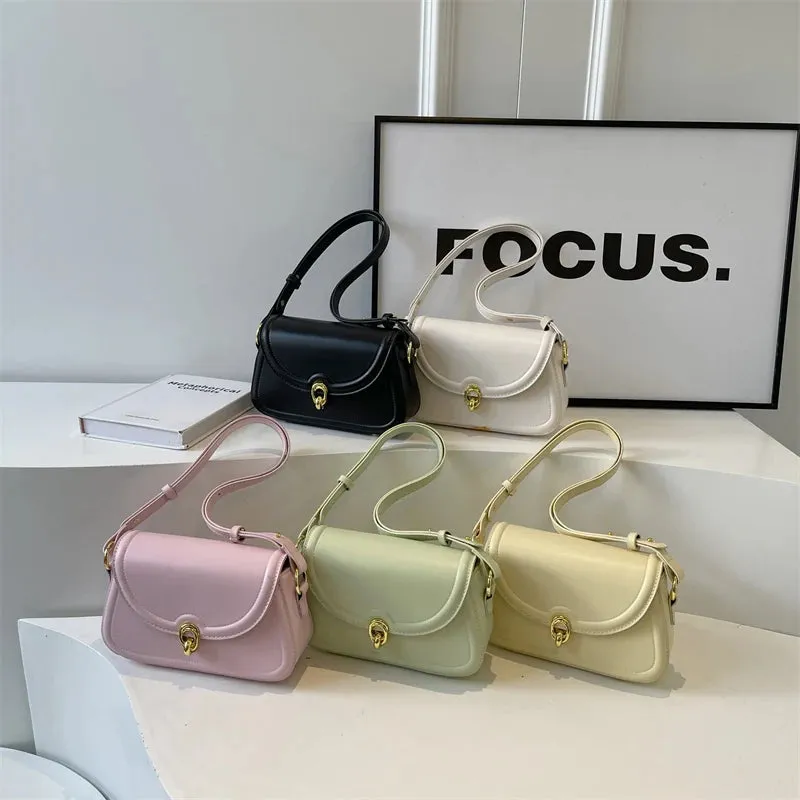 UAKISS  -  Crossbody Bags for Women 2024 Spring Fashion Y2K Small PU Leather Saddle Bag Female Simple Pink Handbags and Purses