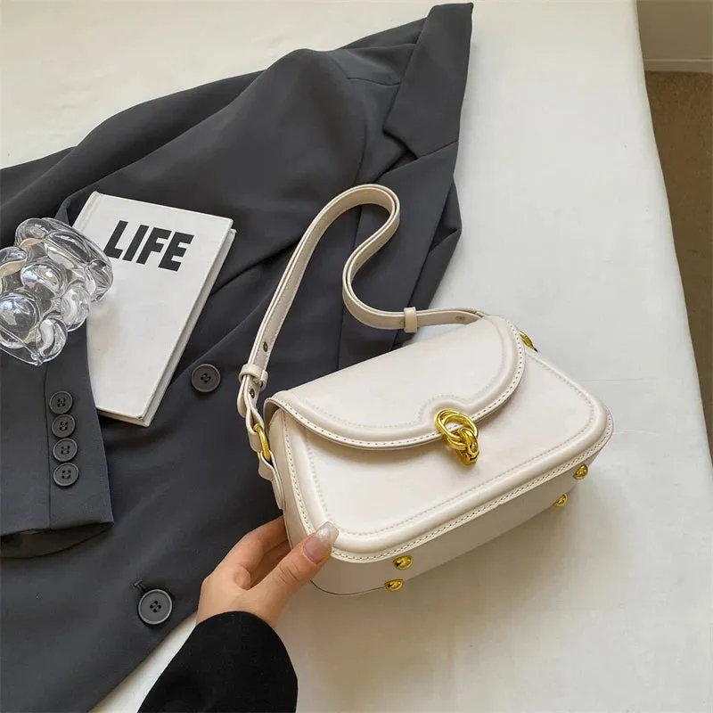 UAKISS  -  Crossbody Bags for Women 2024 Spring Fashion Y2K Small PU Leather Saddle Bag Female Simple Pink Handbags and Purses