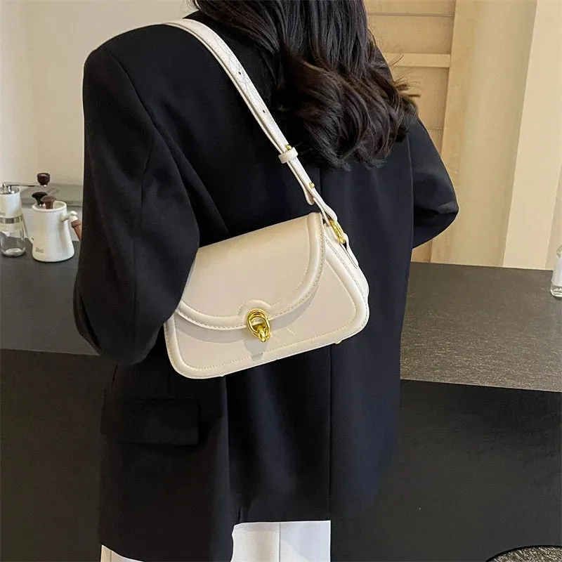UAKISS  -  Crossbody Bags for Women 2024 Spring Fashion Y2K Small PU Leather Saddle Bag Female Simple Pink Handbags and Purses
