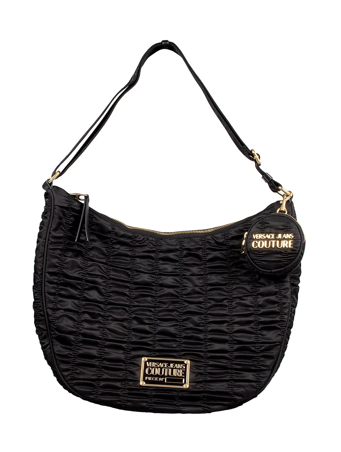 Versace Jeans Couture Black Half Moon Ruched Shoulder Bag