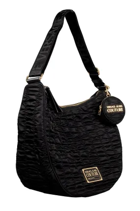 Versace Jeans Couture Black Half Moon Ruched Shoulder Bag