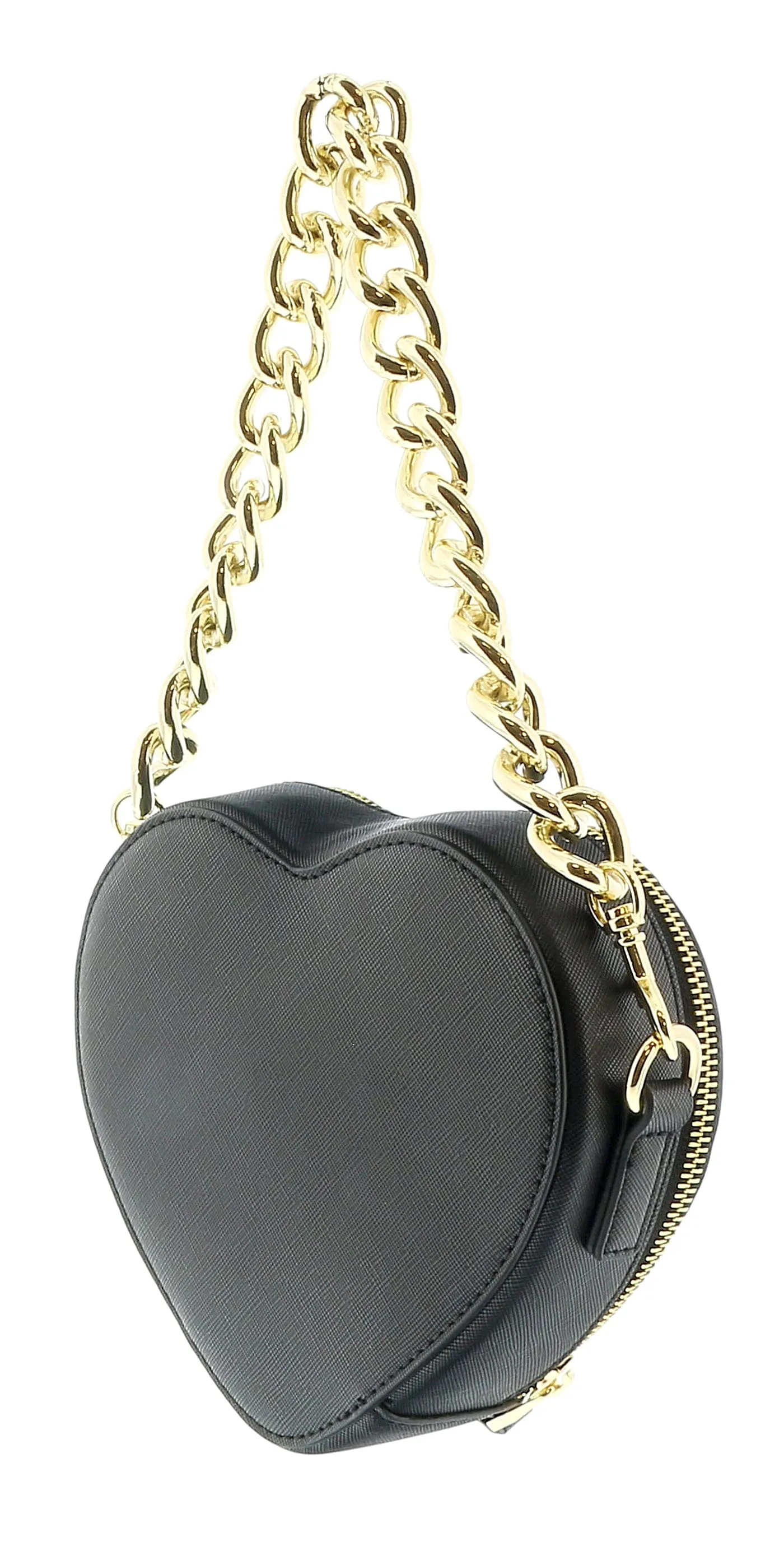 Versace Jeans Couture Black Heart Chain Charm Embellished Small Crossbody Bag